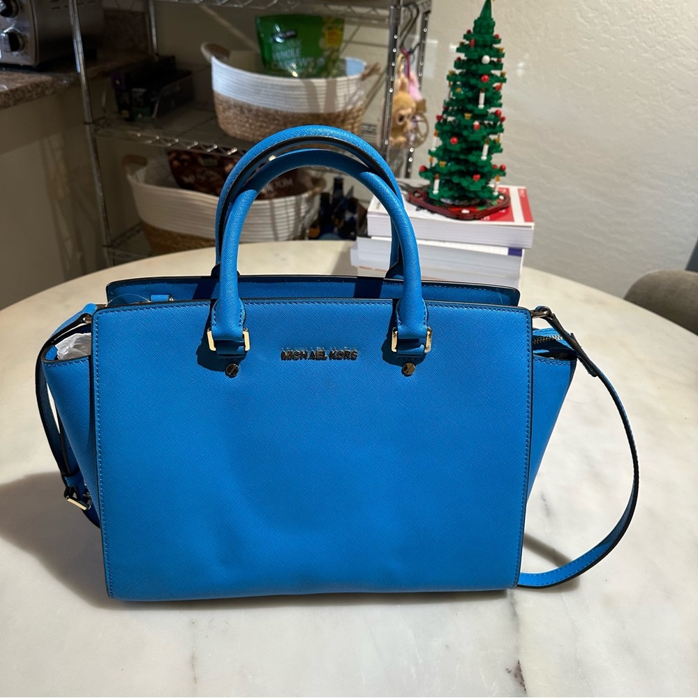 MICHAEL Michael Kors Electric Blue Saffiano Leather Satchel